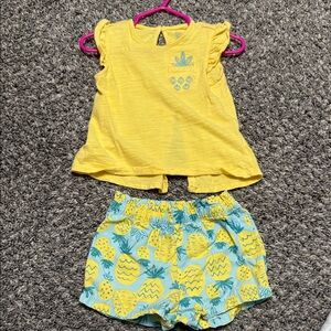 Yellow and Blue Pineapple Toddler Outfit 18 month